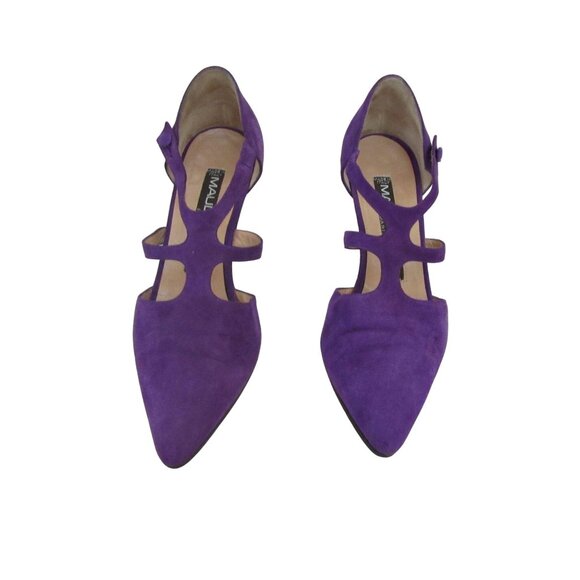 Vintage Maud Frizon Paris Purple Suede Cross Strap Heels Size 36.5 Or 6M - Picture 2 of 6